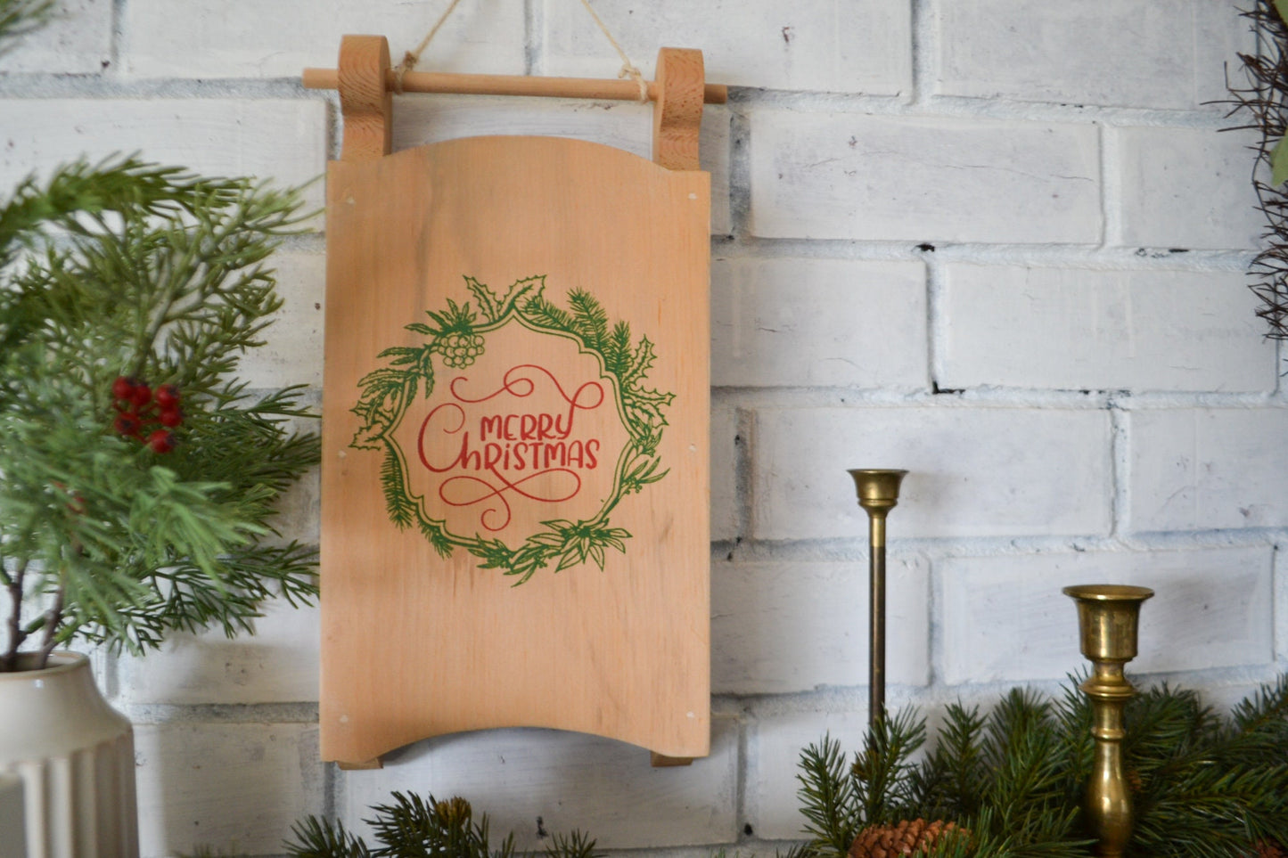 Merry Christmas Sled Sign-Merry Christmas Decor-Christmas Door Hanger