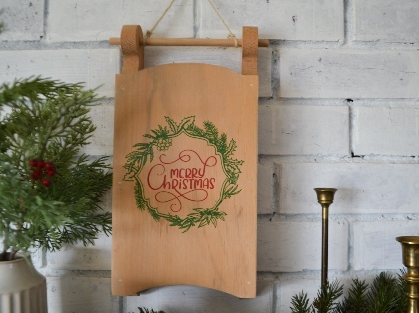 Merry Christmas Sled Sign-Merry Christmas Decor-Christmas Door Hanger