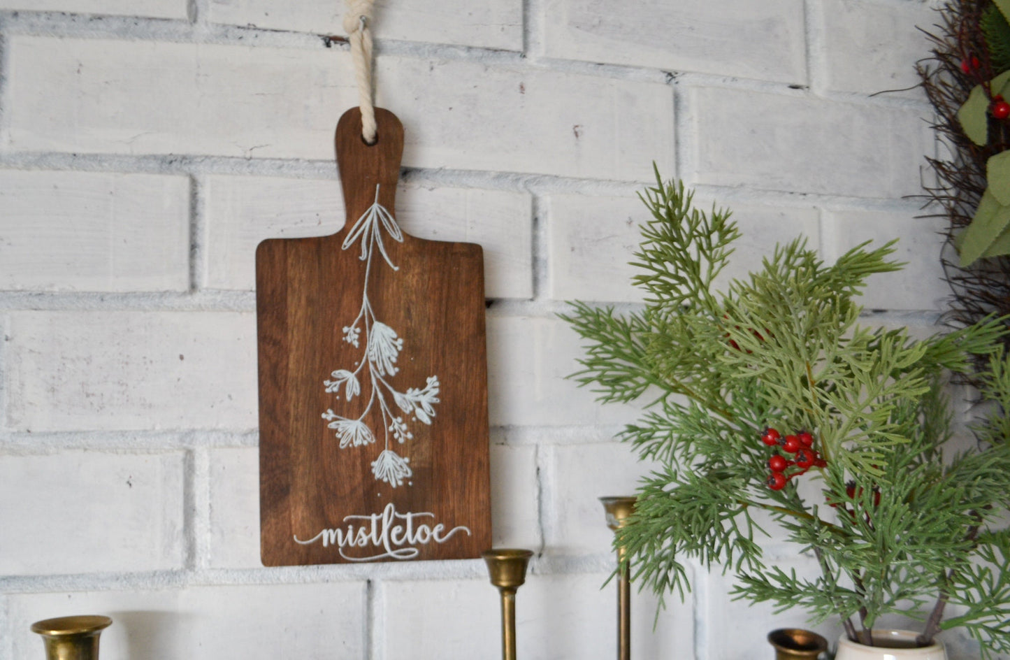 Mistletoe Christmas Sign-Farmhouse Christmas Sign-Mistletoe Kisses-Christmas Decor Hanging Sign-Mistletoe Decor