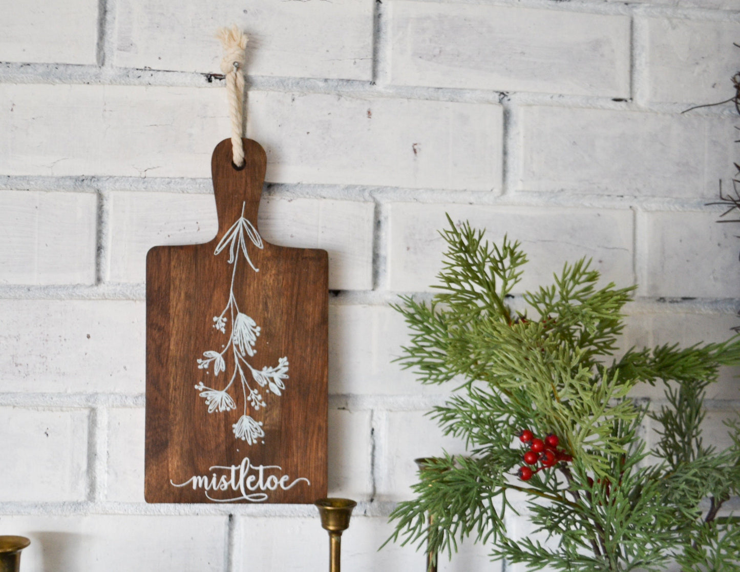 Mistletoe Christmas Sign-Farmhouse Christmas Sign-Mistletoe Kisses-Christmas Decor Hanging Sign-Mistletoe Decor