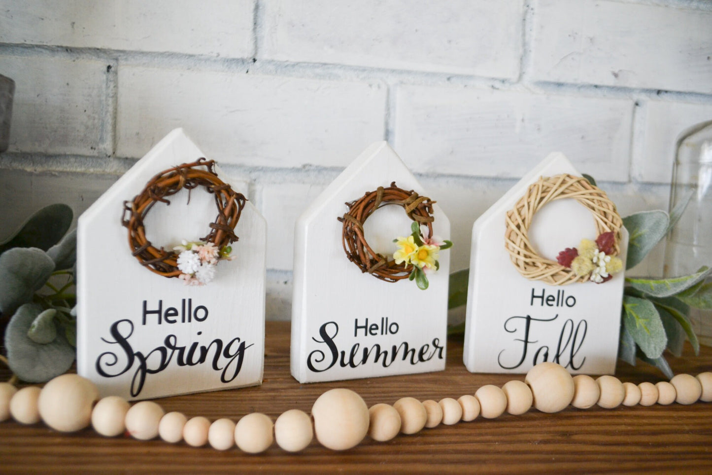 Hello Spring, Hello Summer & Hello Fall Bundle-Tiered Tray Decor-Tiered Tray Bundle-Set of 3 Seasonal Decor