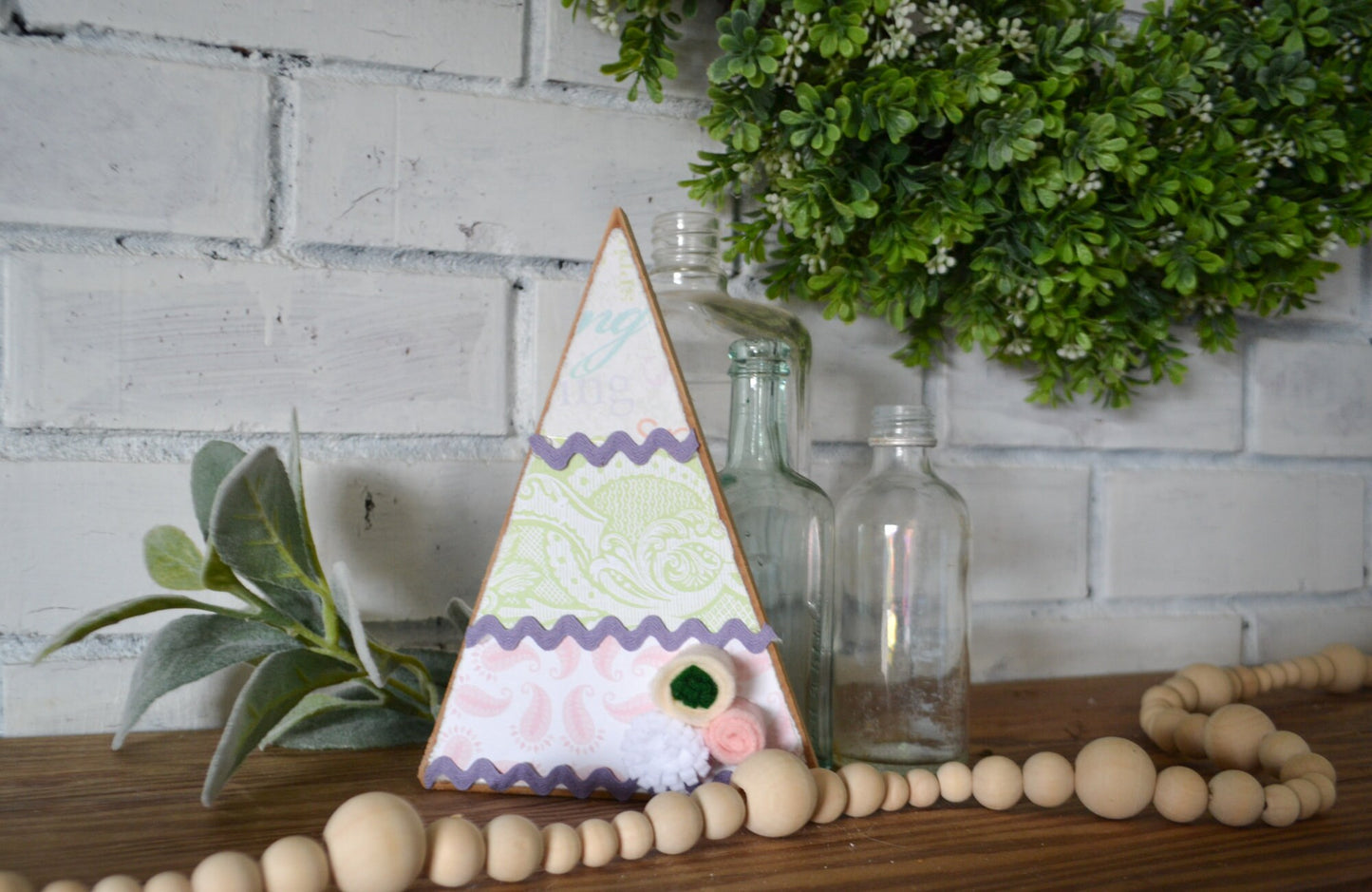 Wooden Triangle Spring Decor-Rustic Spring Decor-Spring Farmhouse Decor-Tiered Tray Decor