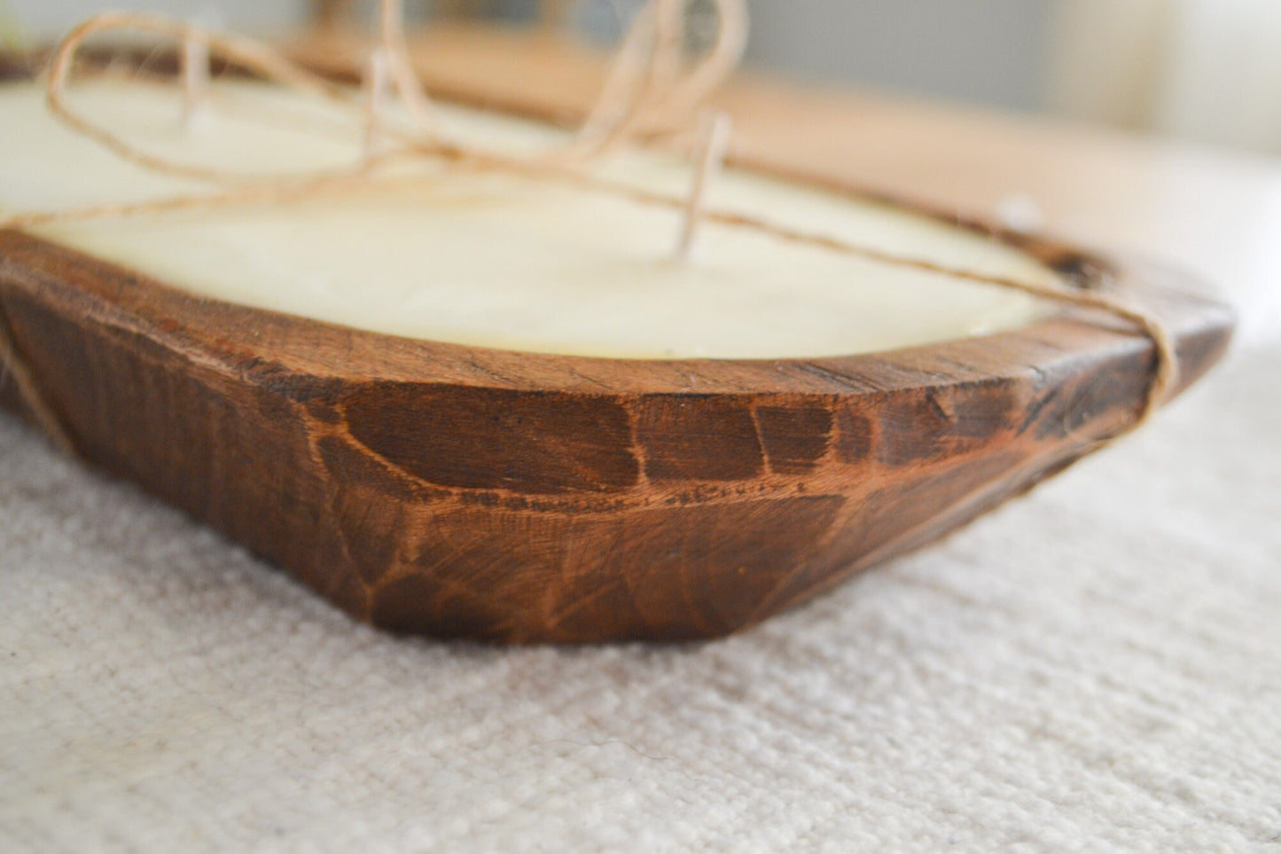 Dough Bowl Candle, Rustic Dough Bowl Candle, All Natural Soy Candle, 3-wick candle, Wooden Bowl Candle, Farmhouse Candle, Housewarming Gift