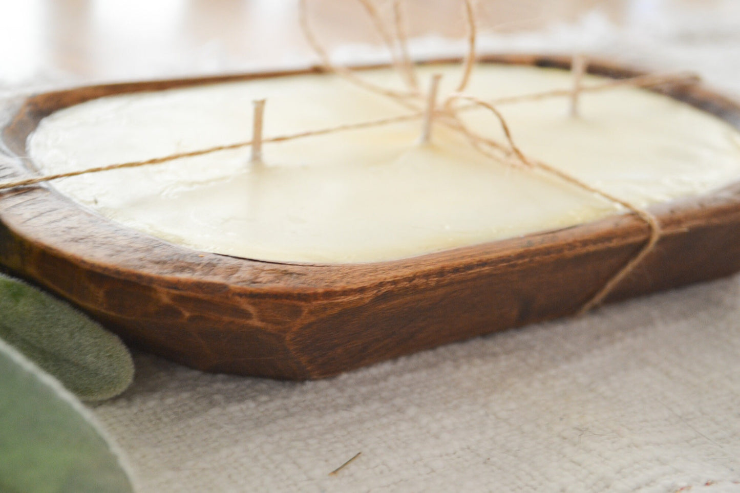 Dough Bowl Candle, Rustic Dough Bowl Candle, All Natural Soy Candle, 3-wick candle, Wooden Bowl Candle, Farmhouse Candle, Housewarming Gift