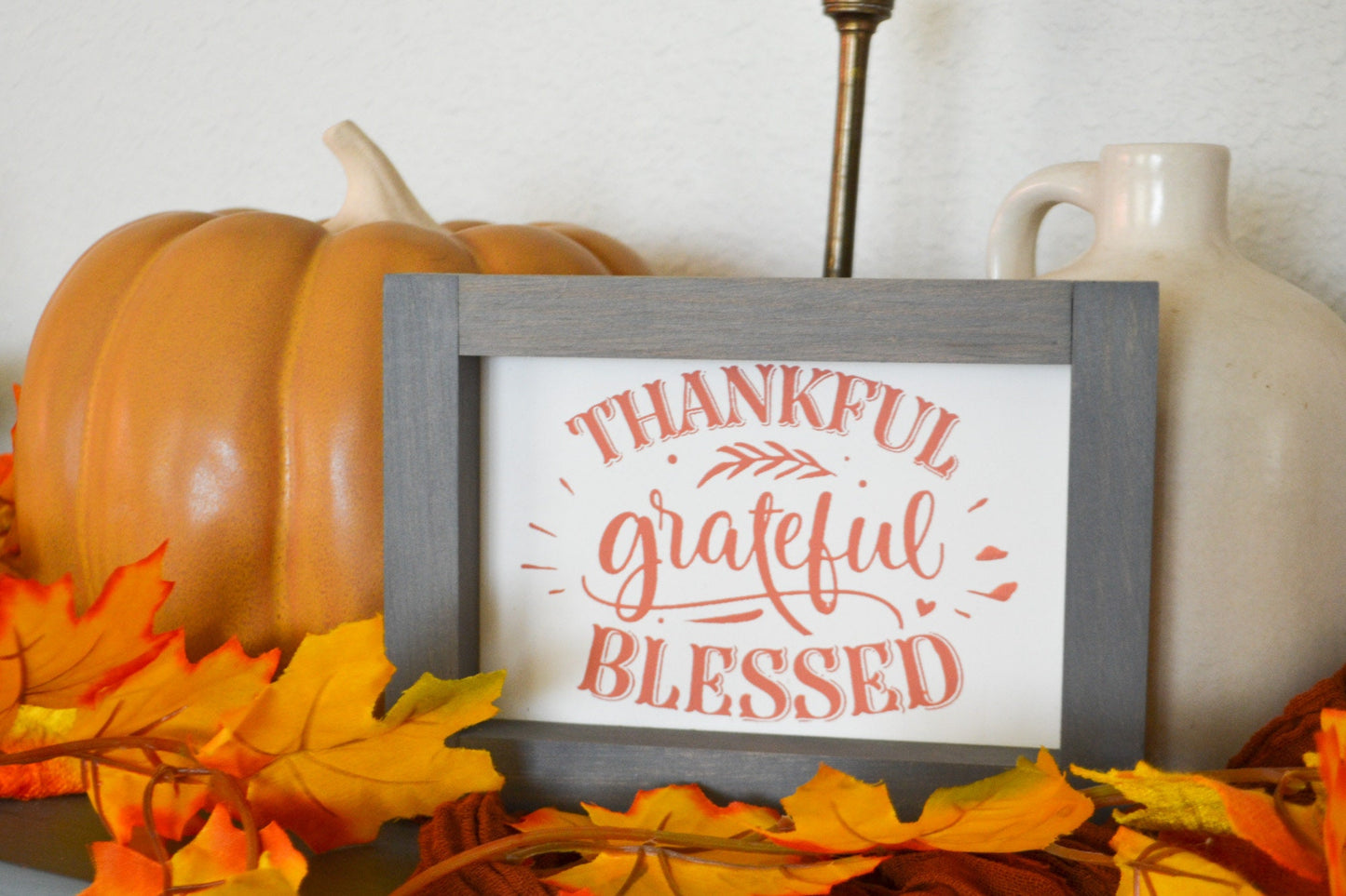 Thankful, Grateful, Blessed Mini Sign, Fall Decor, Mini Sign Decor, Tiered Tray Decor, Welcome Fall, Autumn Sign, Thanksgiving Sign