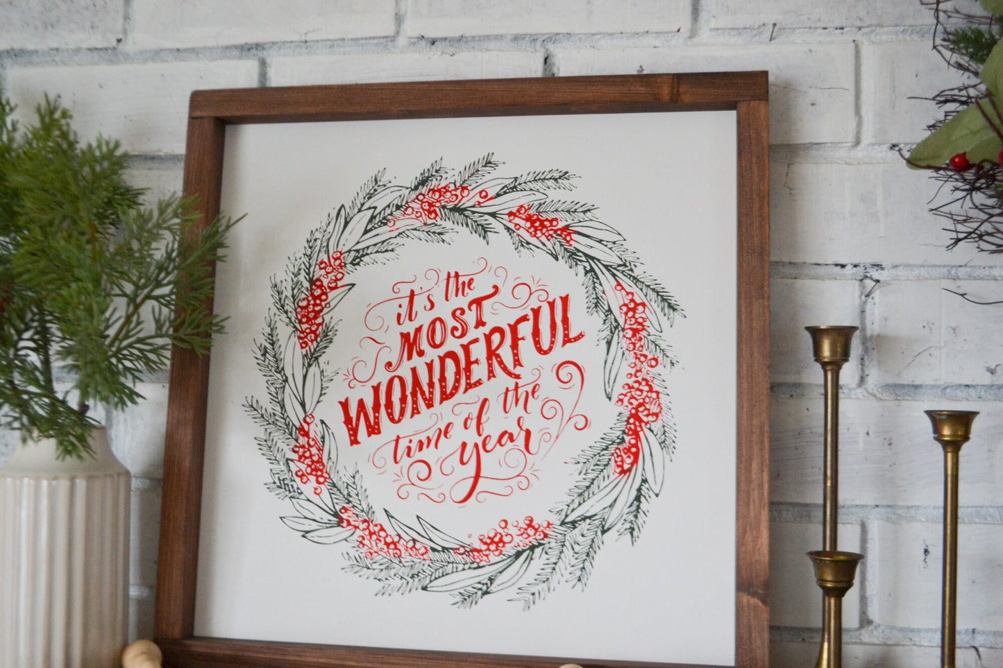 It's The Most Wonderful Time of Year Sign-Farmhouse Christmas-Rustic Christmas-Wood Framed Sign