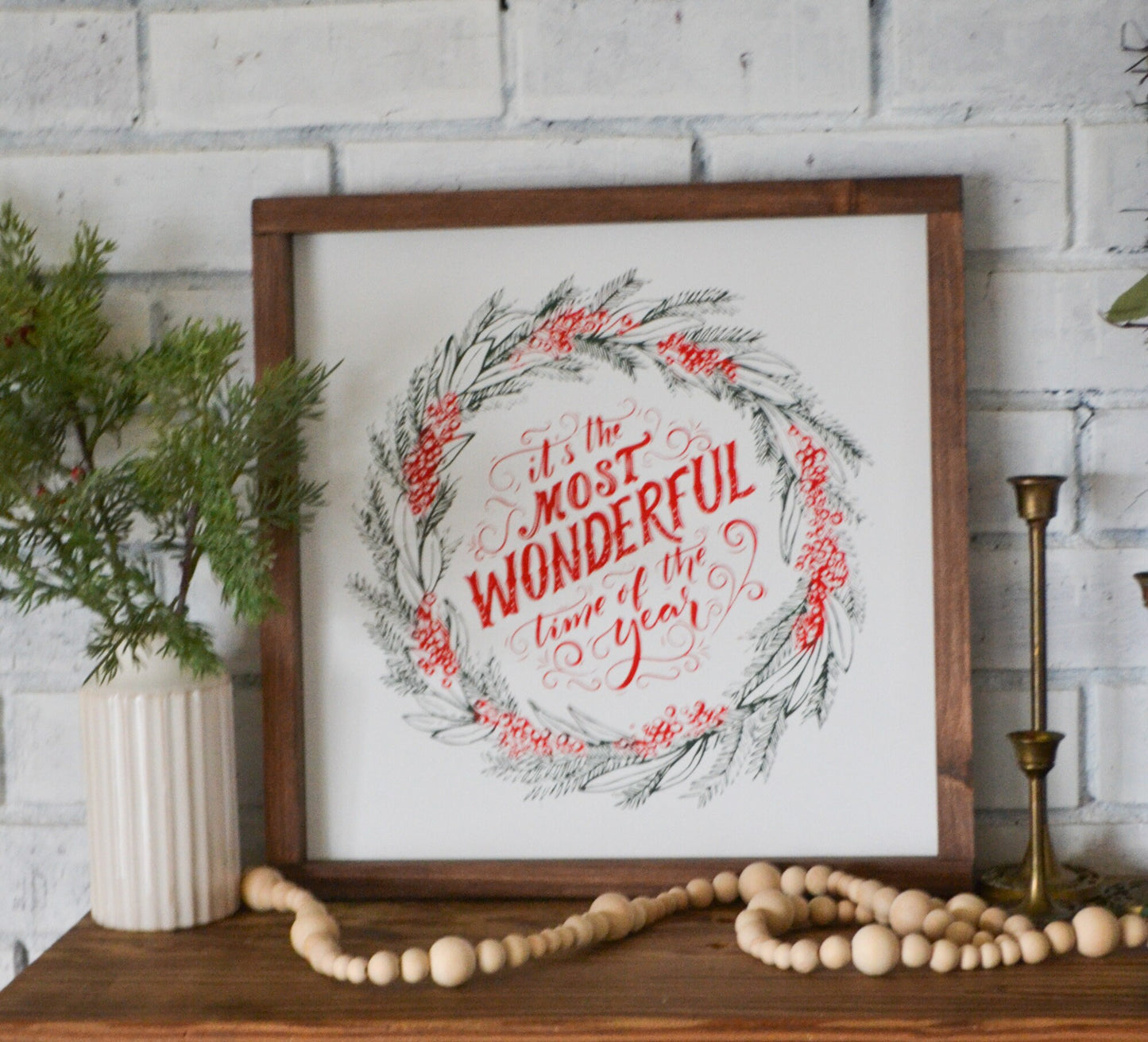 It's The Most Wonderful Time of Year Sign-Farmhouse Christmas-Rustic Christmas-Wood Framed Sign