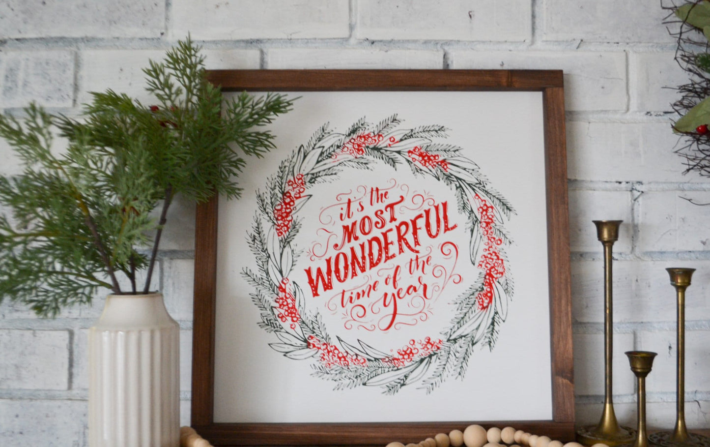 It's The Most Wonderful Time of Year Sign-Farmhouse Christmas-Rustic Christmas-Wood Framed Sign