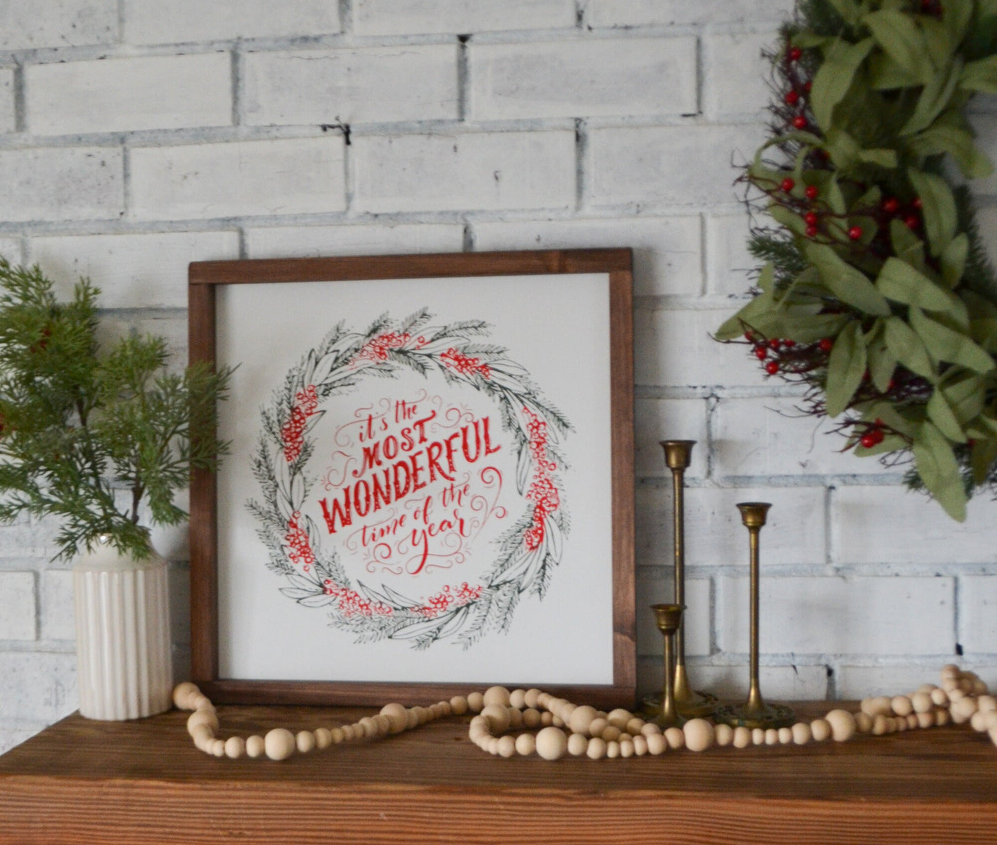 It's The Most Wonderful Time of Year Sign-Farmhouse Christmas-Rustic Christmas-Wood Framed Sign