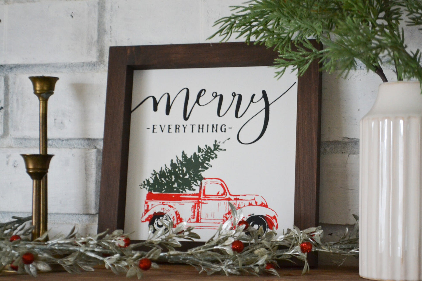 Merry Everything Red Truck Christmas Sign-Farmhouse Christmas-Christmas Farm Truck