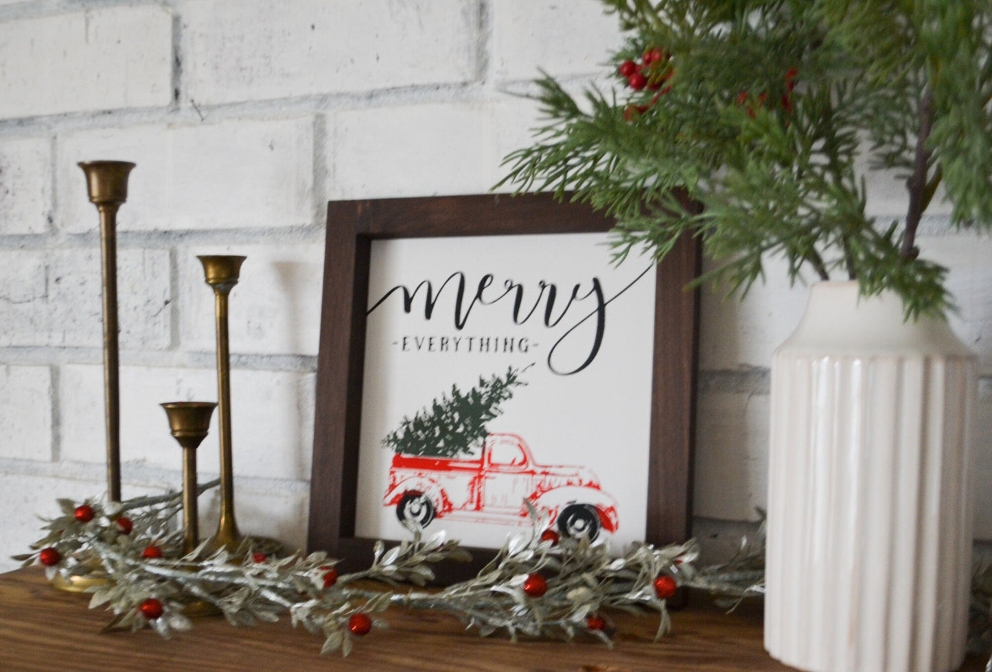 Merry Everything Red Truck Christmas Sign-Farmhouse Christmas-Christmas Farm Truck