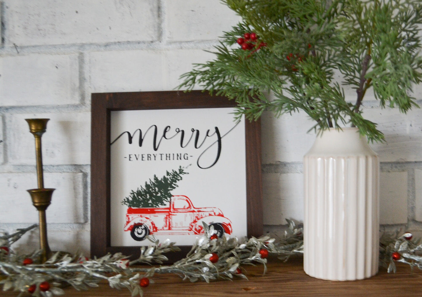 Merry Everything Red Truck Christmas Sign-Farmhouse Christmas-Christmas Farm Truck