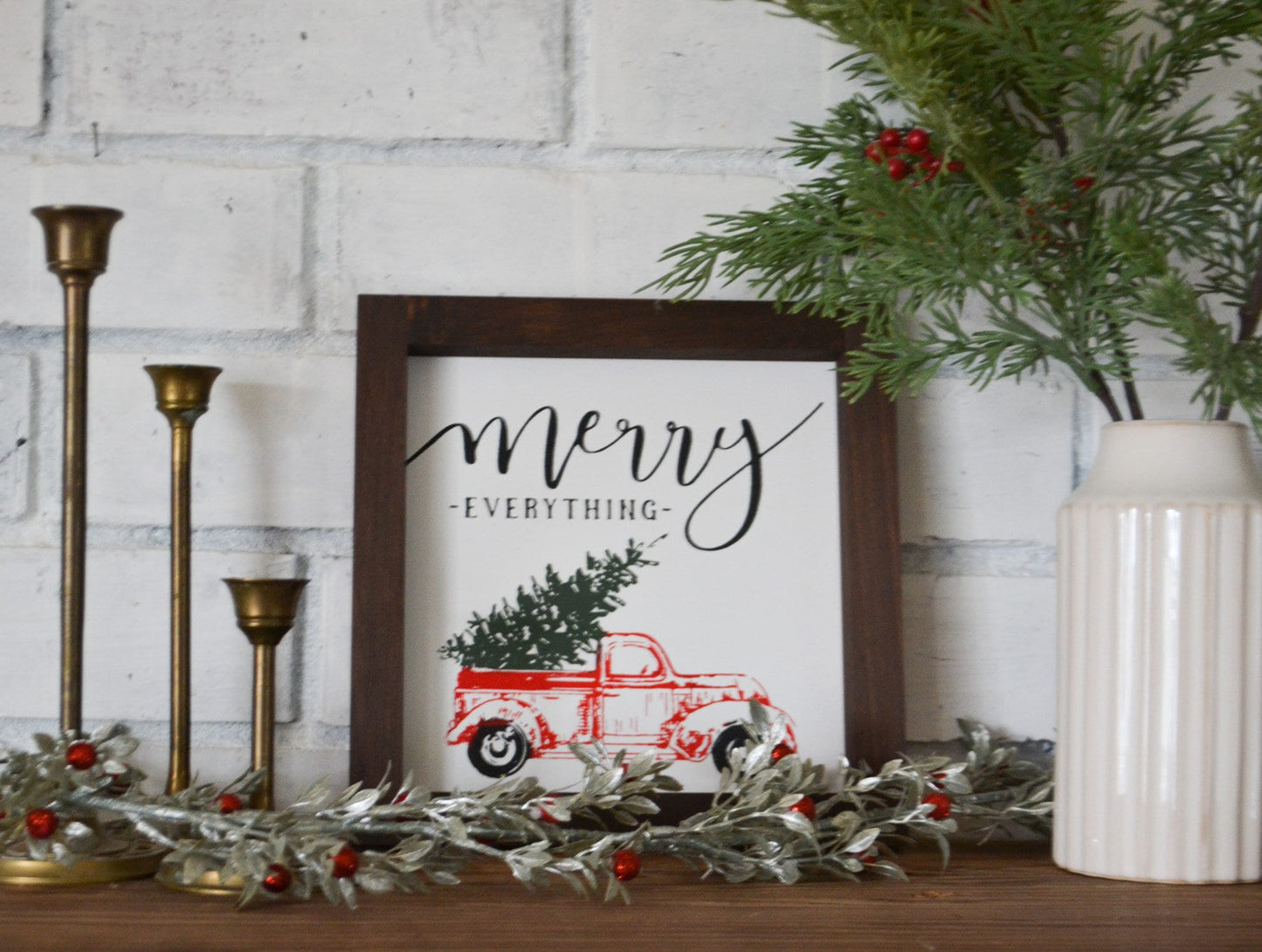 Merry Everything Red Truck Christmas Sign-Farmhouse Christmas-Christmas Farm Truck