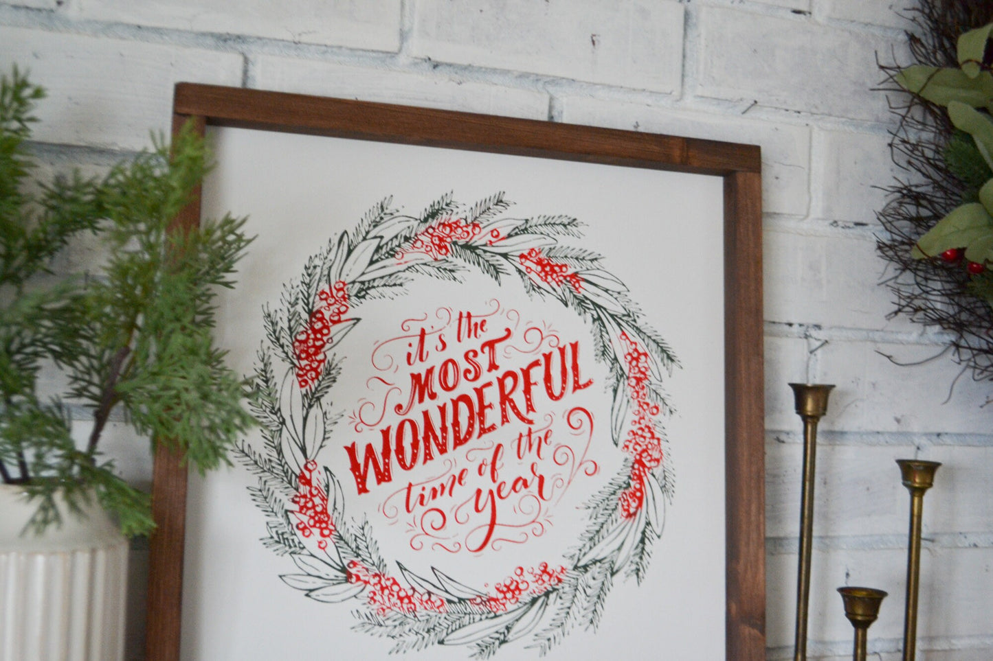 It's The Most Wonderful Time of Year Sign-Farmhouse Christmas-Rustic Christmas-Wood Framed Sign