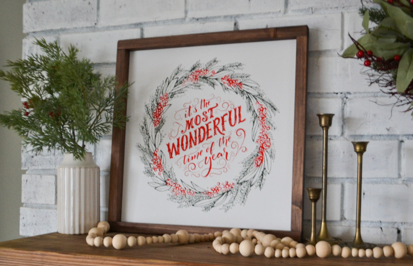 It's The Most Wonderful Time of Year Sign-Farmhouse Christmas-Rustic Christmas-Wood Framed Sign