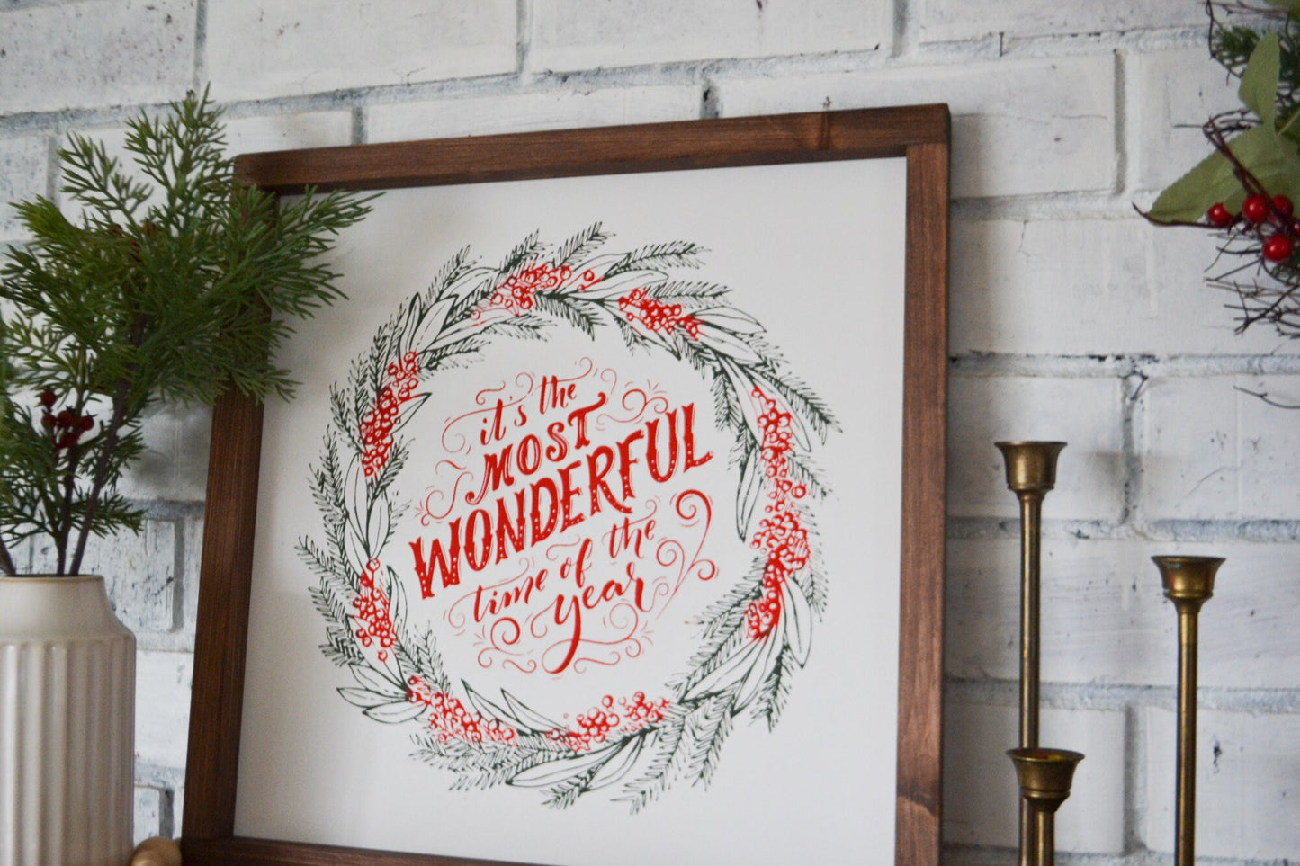 It's The Most Wonderful Time of Year Sign-Farmhouse Christmas-Rustic Christmas-Wood Framed Sign