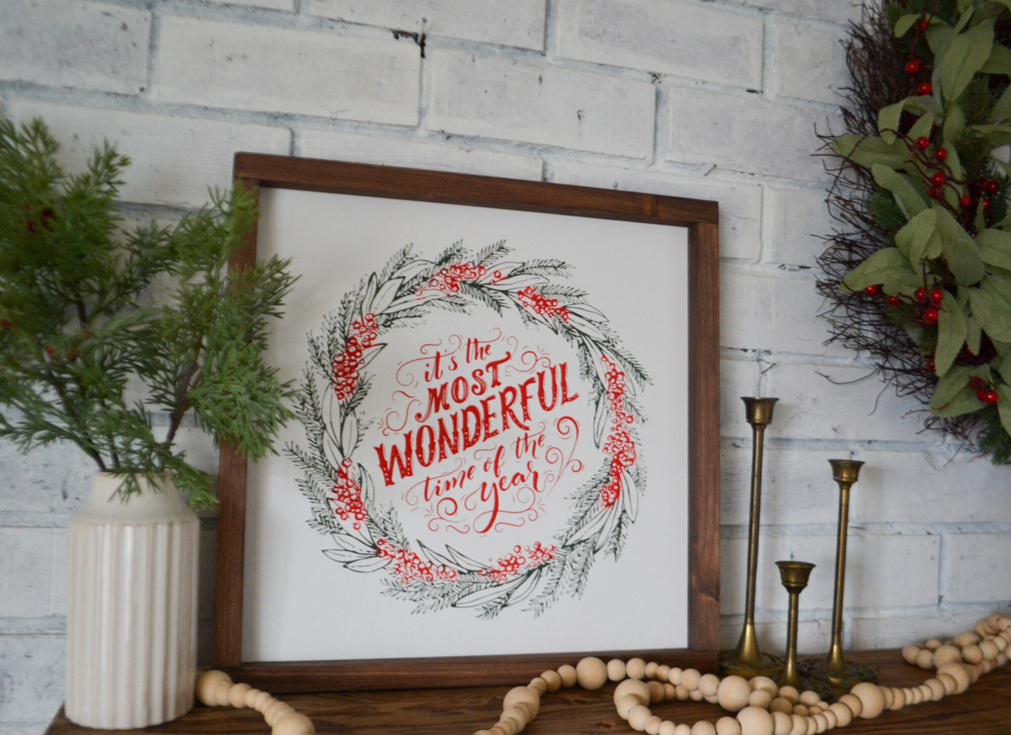 It's The Most Wonderful Time of Year Sign-Farmhouse Christmas-Rustic Christmas-Wood Framed Sign