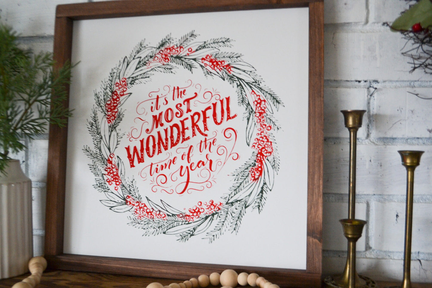 It's The Most Wonderful Time of Year Sign-Farmhouse Christmas-Rustic Christmas-Wood Framed Sign