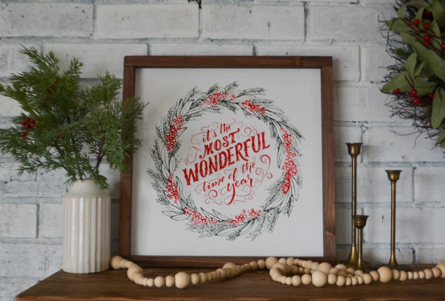 It's The Most Wonderful Time of Year Sign-Farmhouse Christmas-Rustic Christmas-Wood Framed Sign