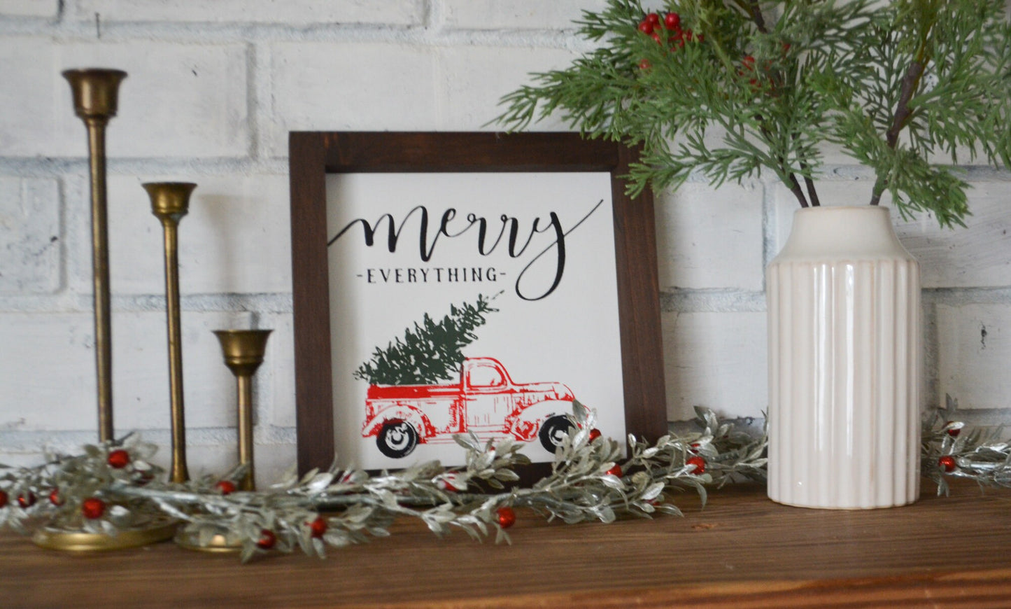 Merry Everything Red Truck Christmas Sign-Farmhouse Christmas-Christmas Farm Truck