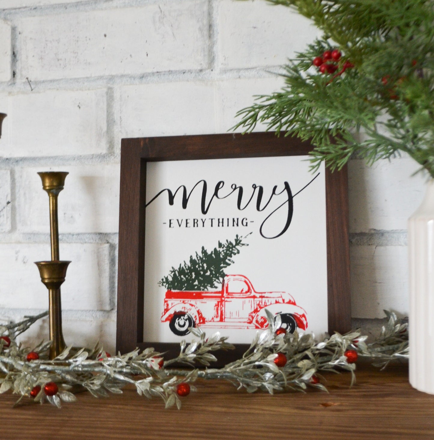 Merry Everything Red Truck Christmas Sign-Farmhouse Christmas-Christmas Farm Truck