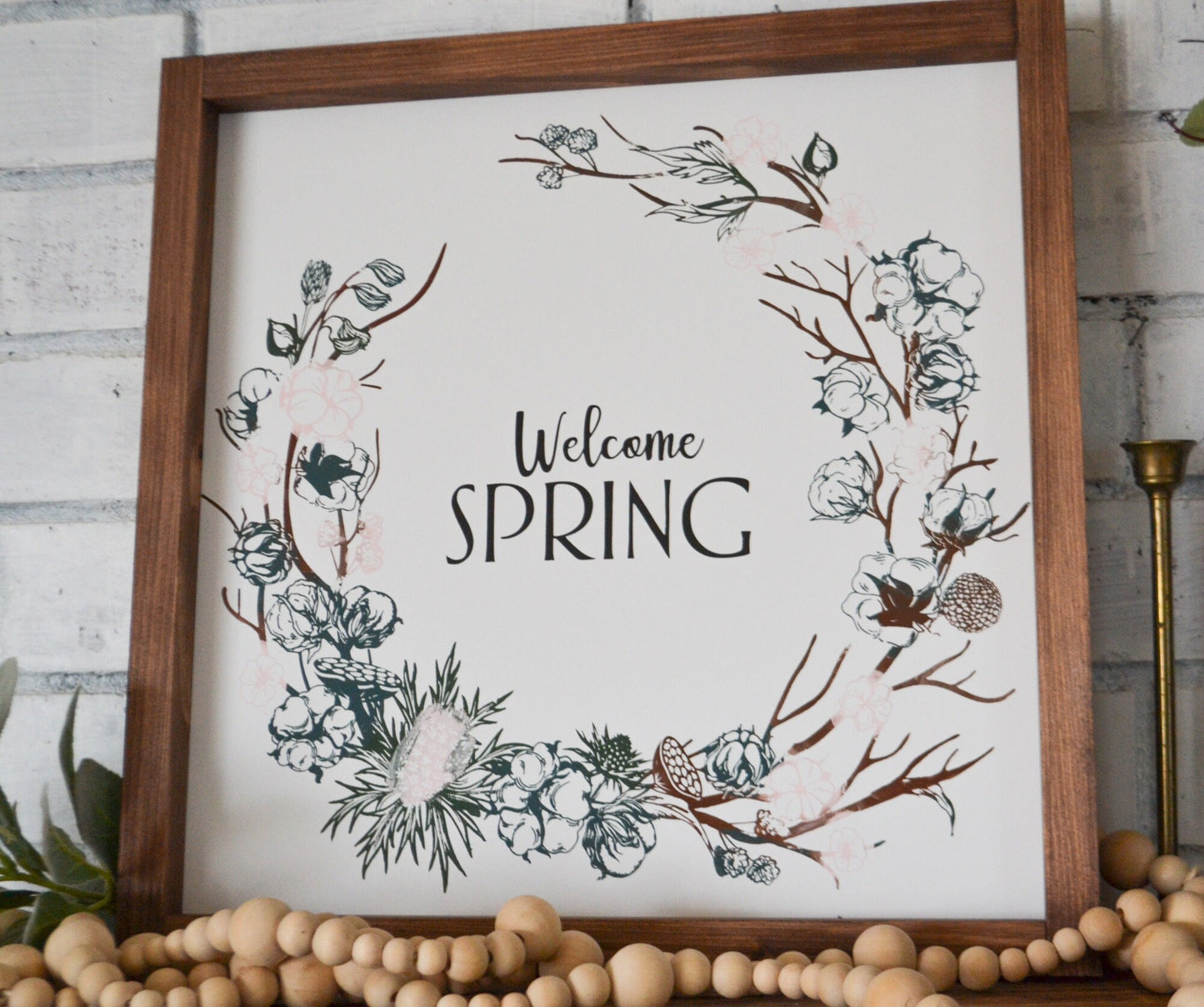 Welcome Spring Wood Framed Sign-Spring Decor-Spring Farmhouse Decor