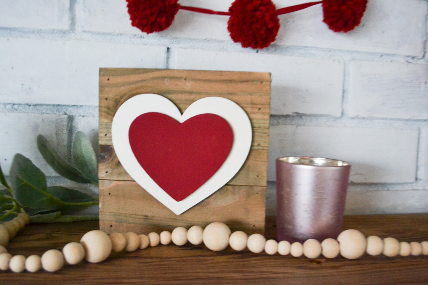 Valentine's Day Decor-Small Wood Rustic Heart Sign-Heart Decor-Farmhouse Heart Decor