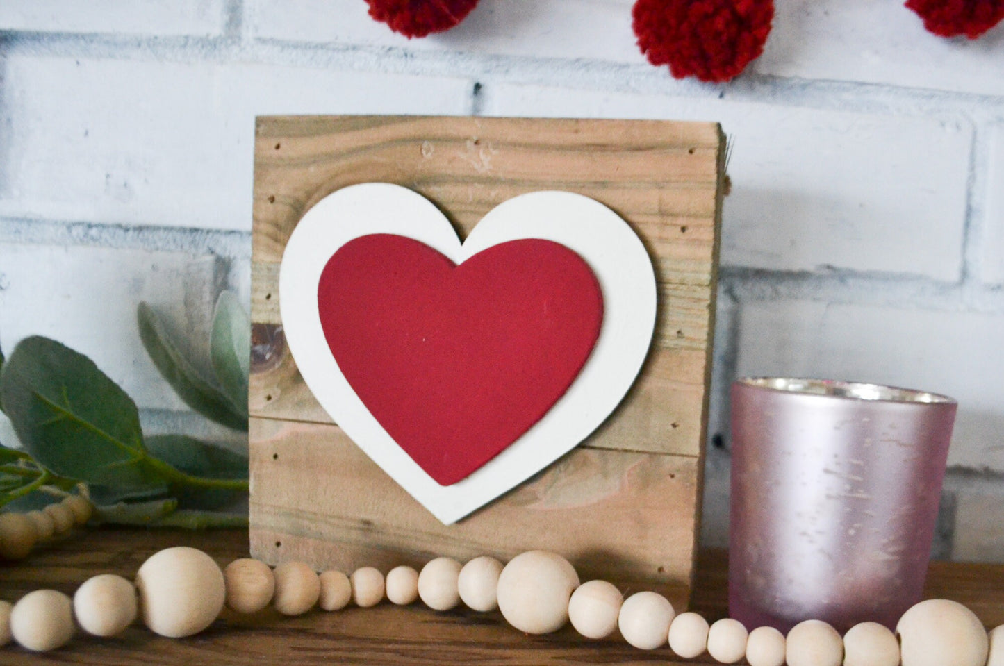 Valentine's Day Decor-Small Wood Rustic Heart Sign-Heart Decor-Farmhouse Heart Decor