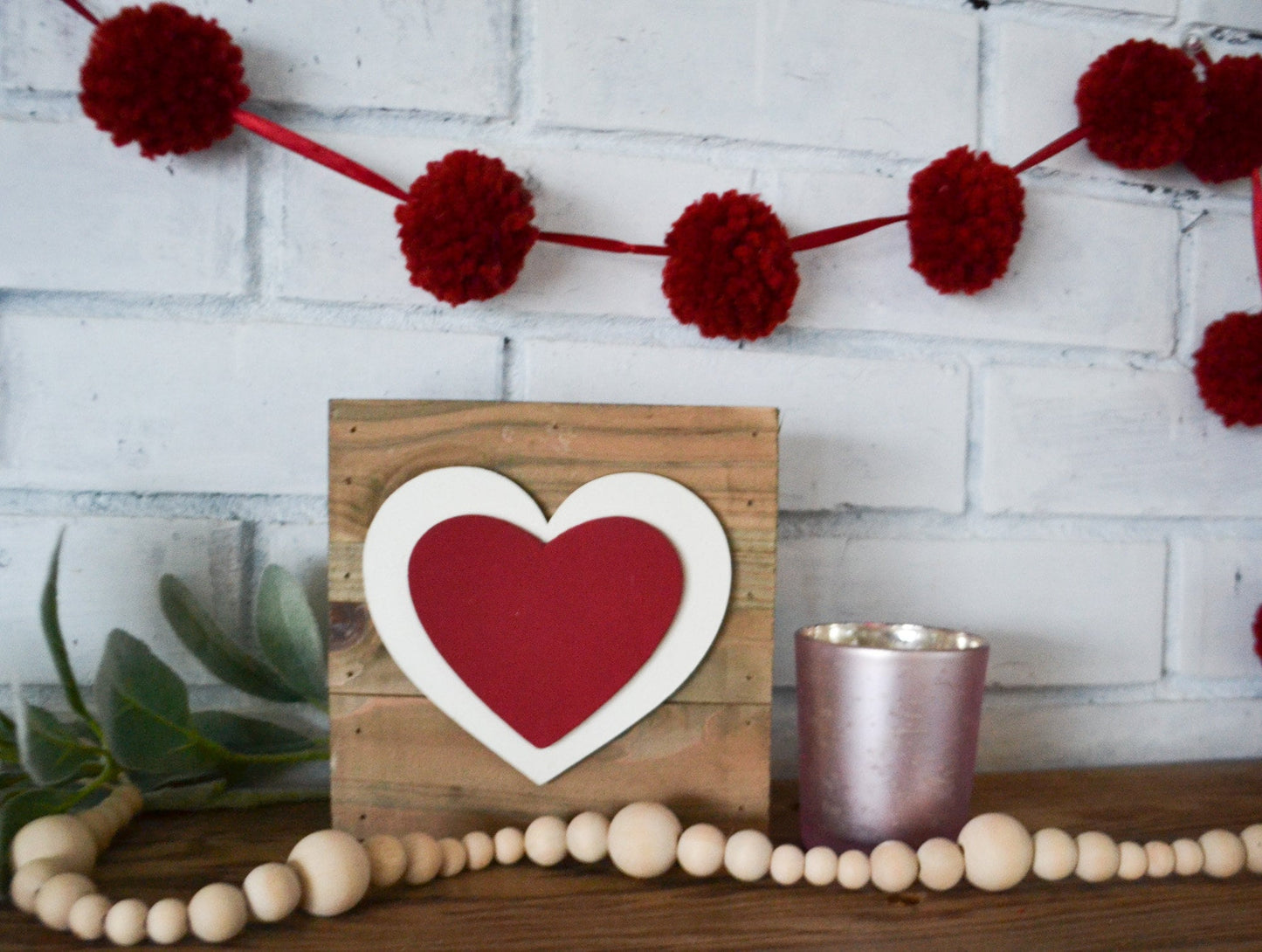 Valentine's Day Decor-Small Wood Rustic Heart Sign-Heart Decor-Farmhouse Heart Decor