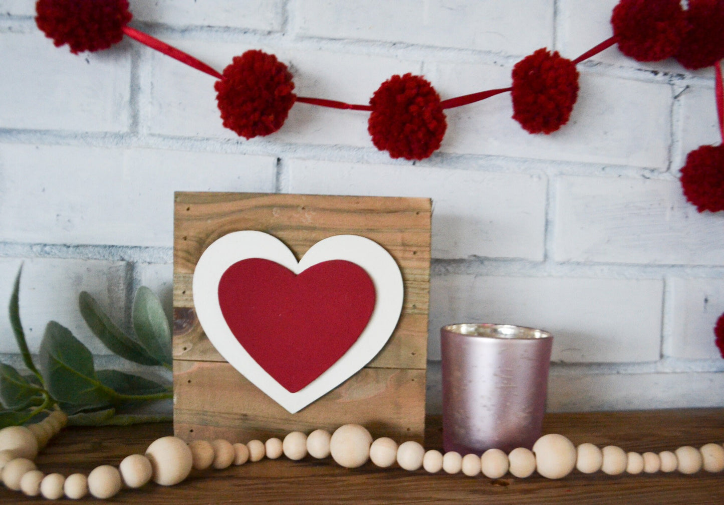 Valentine's Day Decor-Small Wood Rustic Heart Sign-Heart Decor-Farmhouse Heart Decor