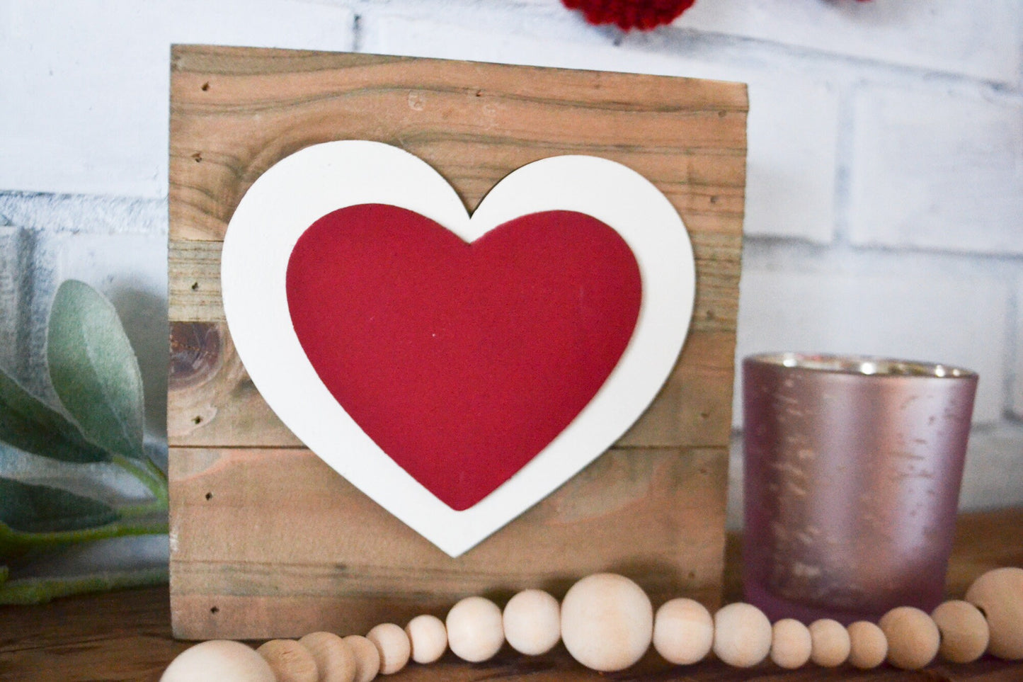 Valentine's Day Decor-Small Wood Rustic Heart Sign-Heart Decor-Farmhouse Heart Decor