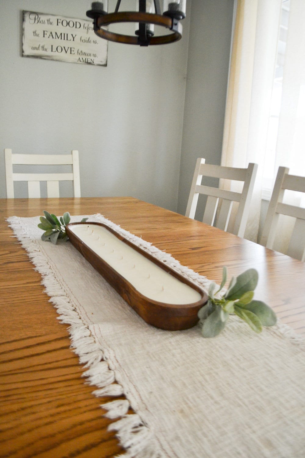 Farmhouse Centerpiece Candle, 48 oz Large Candle, Dough Bowl Candle, Hand Poured Candle, Wooden Dough Bowl Candle