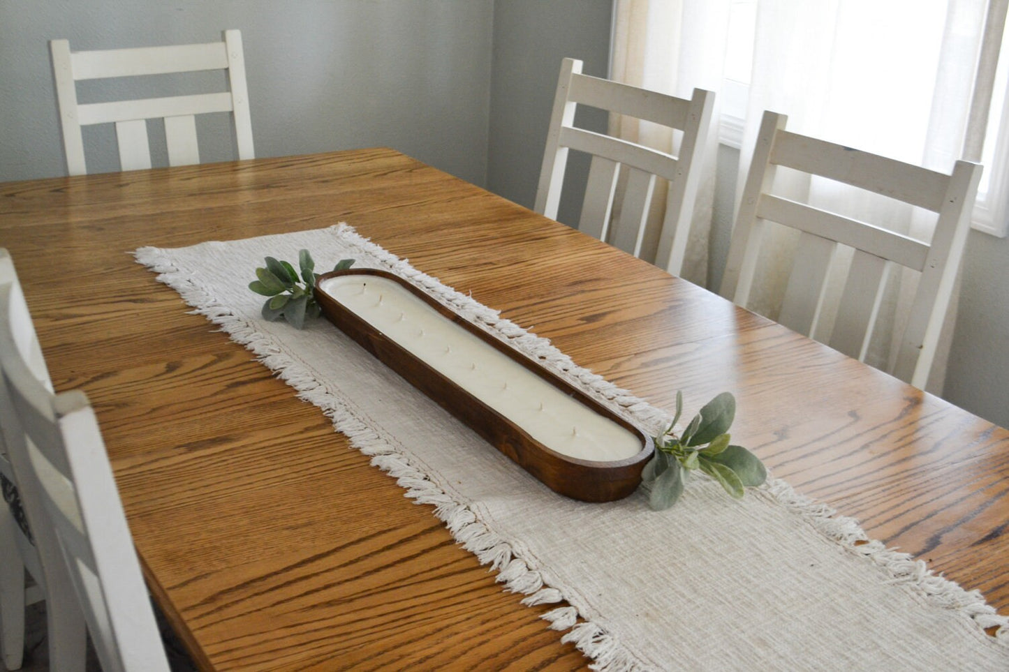 Farmhouse Centerpiece Candle, 48 oz Large Candle, Dough Bowl Candle, Hand Poured Candle, Wooden Dough Bowl Candle