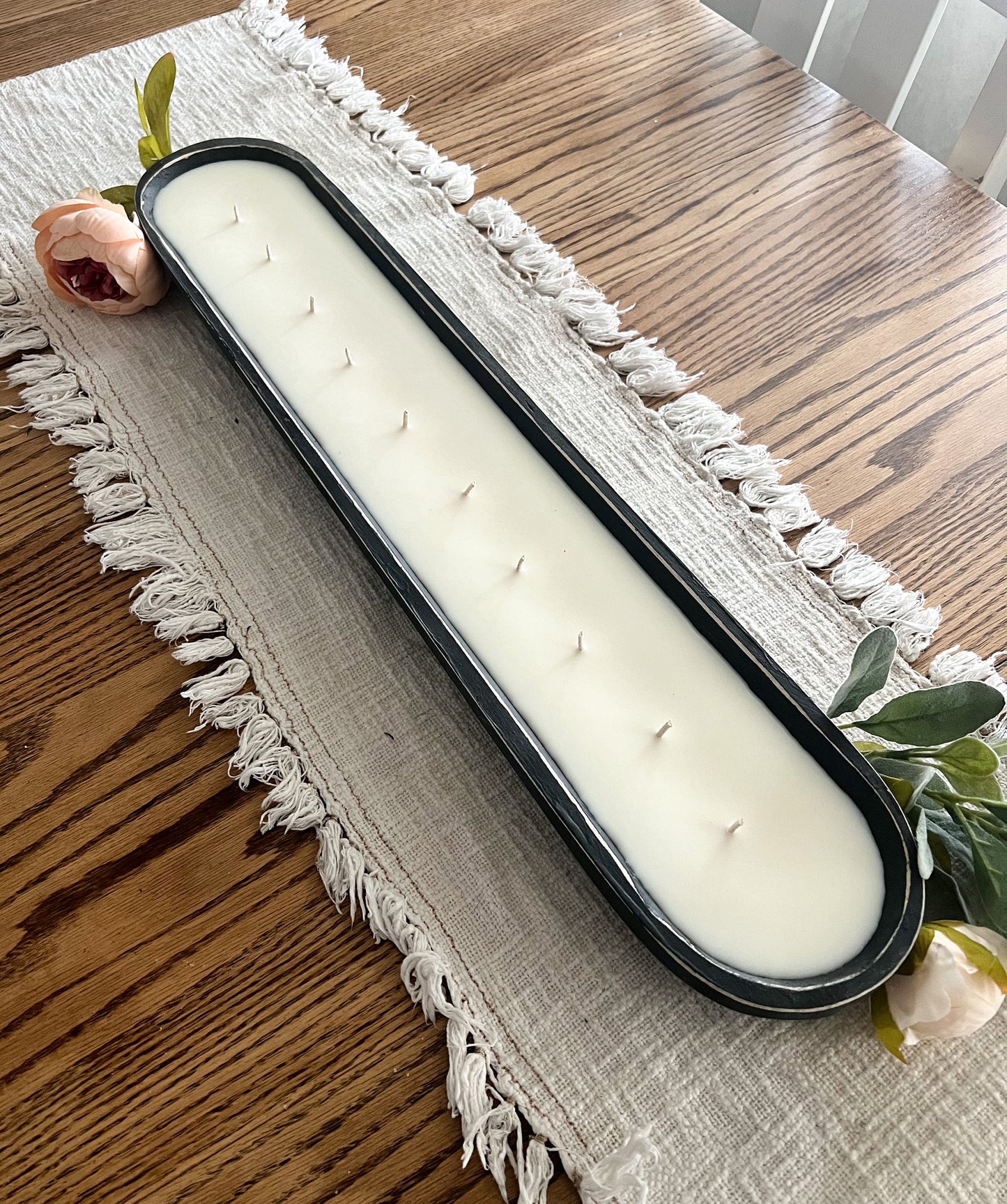 Farmhouse Centerpiece Candle, 48 oz Large Candle, Dough Bowl Candle, Hand Poured Candle, Wooden Dough Bowl Candle