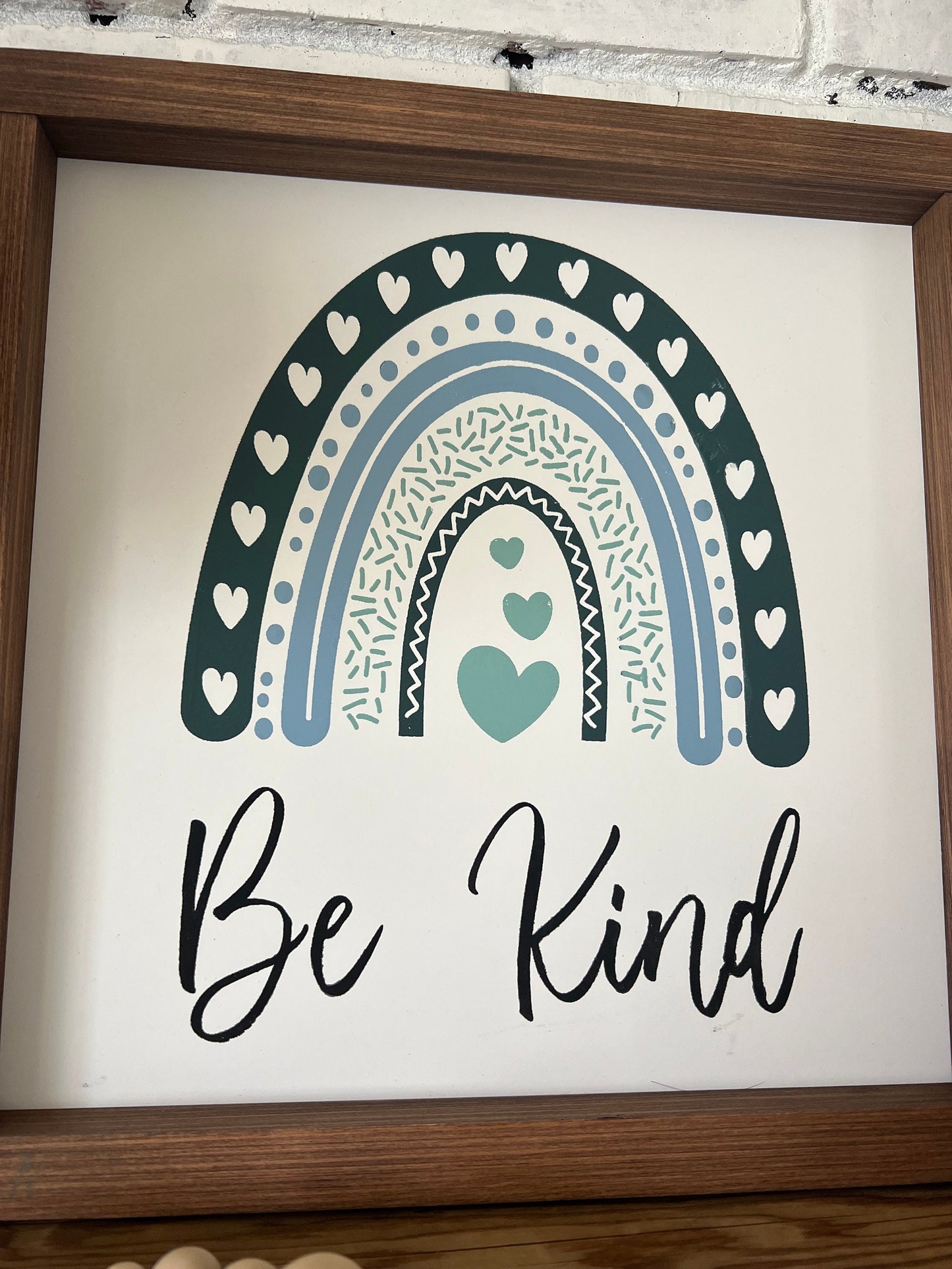 Be Kind Framed Wood Sign, Wall Art, Wall Decor, Rainbow Decor, Classroom Decor, Classroom Sign, Inspirational Sign