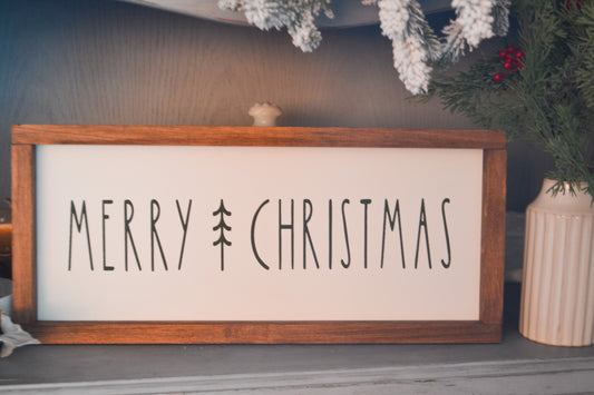 Merry Christmas Framed Wood Sign