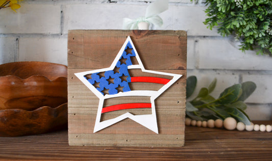 American Flag Star Decor-Small Wood Rustic Flag Sign-Gallery Wall Decor-Americana-4th of July Decor