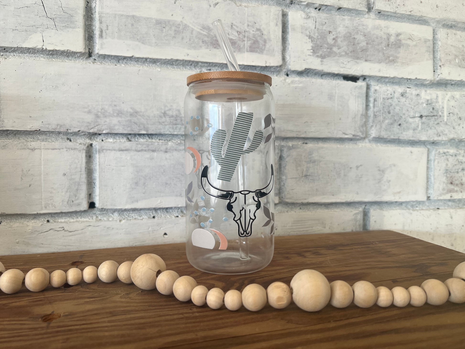 Can Shaped Glass Cups With Bamboo Lid & Glass Straw Butterfly Design Iced  Coffee Beer Can Iced Tea Glass Jar 